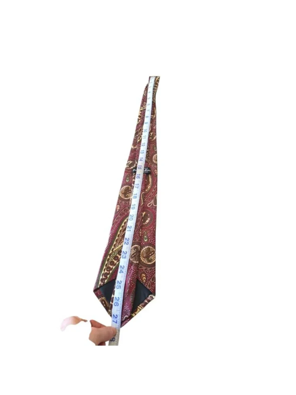 Vintage Indian Head Paisley Necktie Burgundy Red Green Cream Handmade Tie